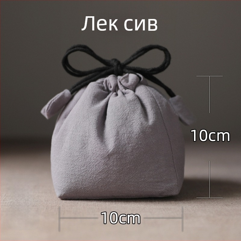 Ериа пътуваща чанта за чайник и чаши — памучна торба с връзки, стил Нов Китай, отпечатано лого