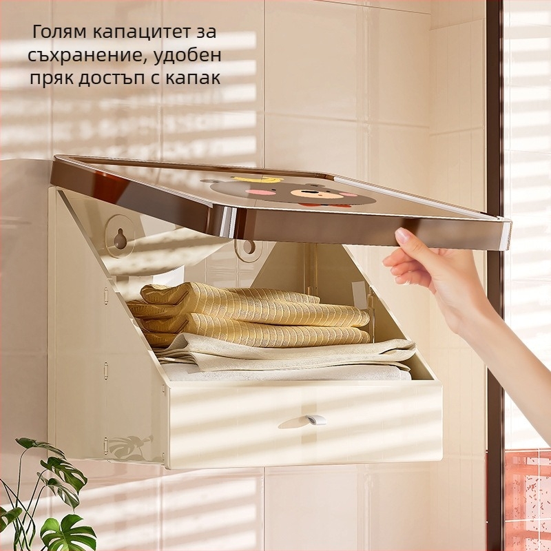 Мультяшен пластмасов стенен сгъваем шкаф за баня за съхранение с една полица