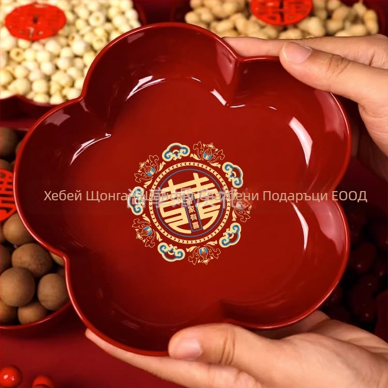 Сватбена плоча за плодове и бонбити (Material: Resin; Surface: Gold/gilt; Craft: Electroplating; Style: Chinese; Packaging: Carton packaging)