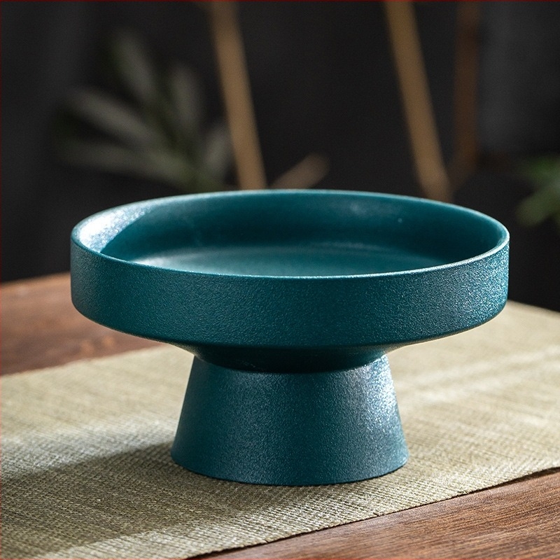 Порцеланова плодова чиния с високи крака, дзен вдъхновен сервиращ поднос в новокитайски стил - Yunzong Ceramics