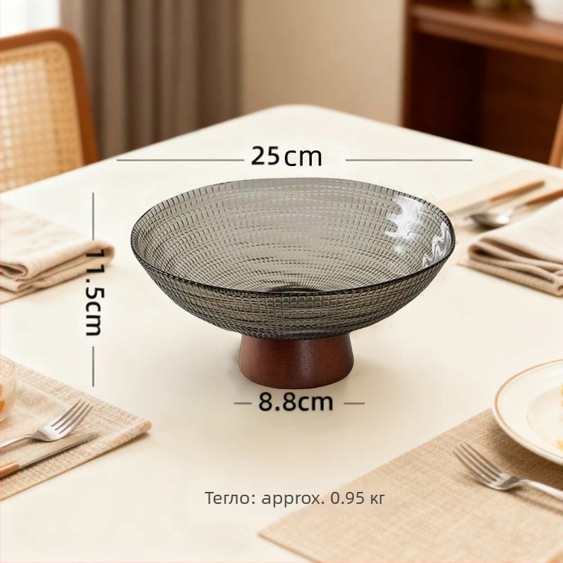 Стъклена чиния за плодове в скандинавски стил за хол и масичка за чай, висока поставка за плодове и съхранение, първокласен продукт (лято 2021)