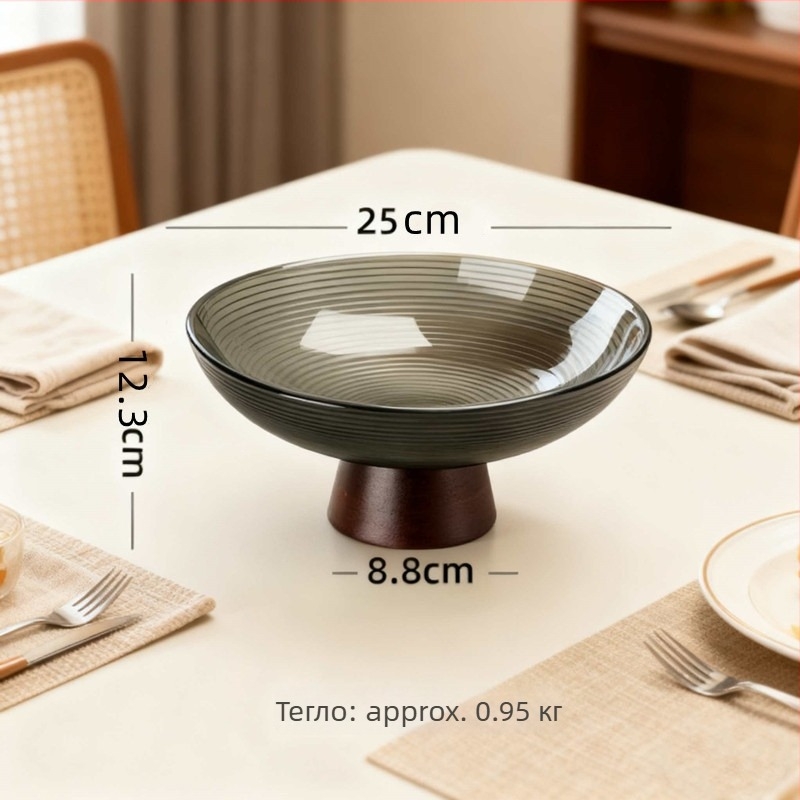 Стъклена чиния за плодове в скандинавски стил за хол и масичка за чай, висока поставка за плодове и съхранение, първокласен продукт (лято 2021)