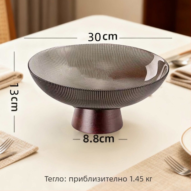 Стъклена чиния за плодове в скандинавски стил за хол и масичка за чай, висока поставка за плодове и съхранение, първокласен продукт (лято 2021)