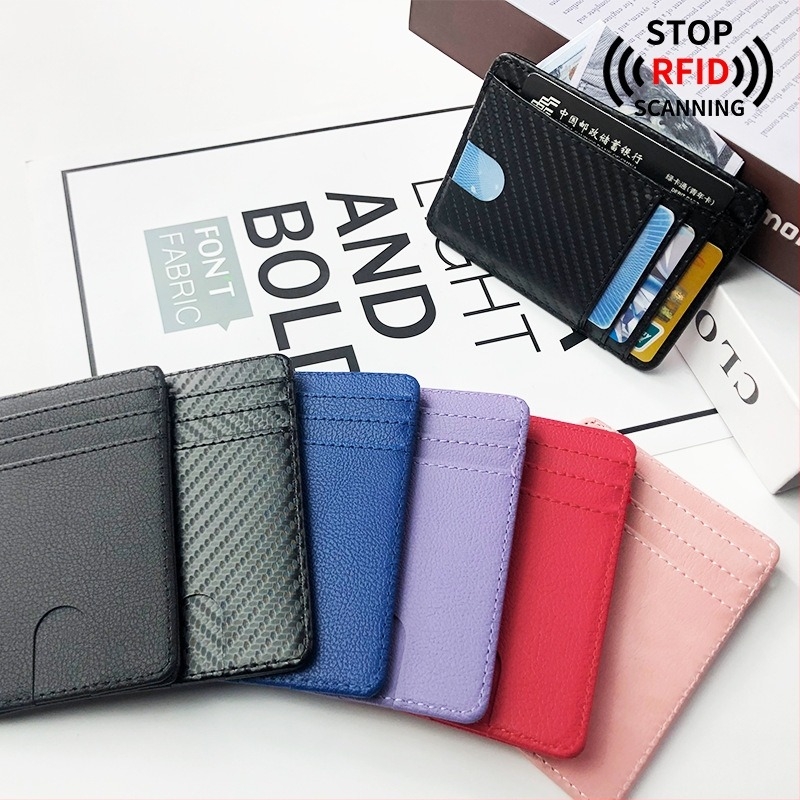RFID калъф за карти - PU кожа, унисекс, 1 сгъвка, антидемагнитна защита
