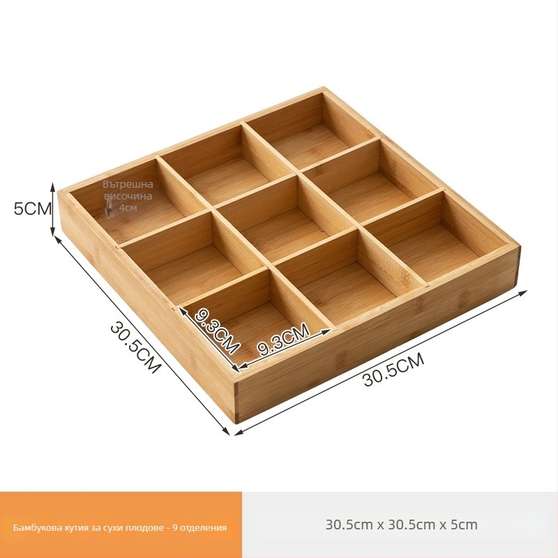 Tang Xiaoshuai деветсекционна чиния за сушени плодове, без боя и восък, здравословна чиния за сервиране