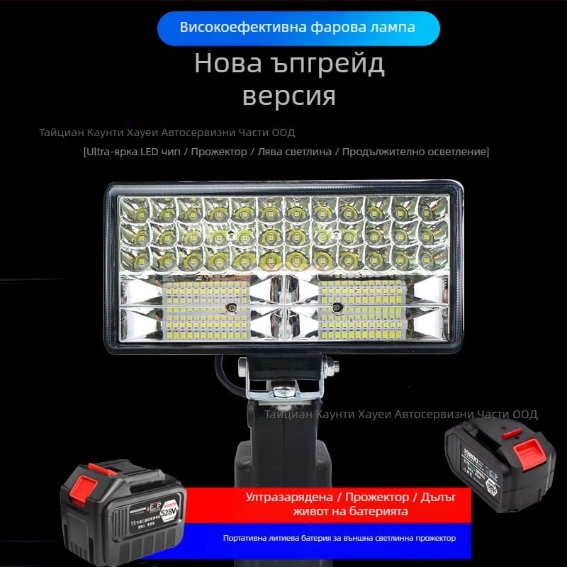 Портативна светодиодна работна лампа с литиева батерия за аварийни ремонти, 12–80V, 5000 lm
