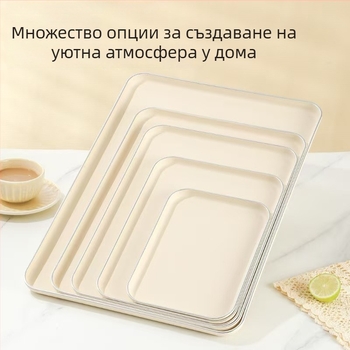 Скандинавски стил правоъгълна пластмасова сервировъчна тава за плодове и чаши за чай