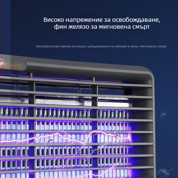 LED лампа за улов на комари и мухи, улов с светлинна вълна, обхват 31–40 м², 6–12W, без батерия
