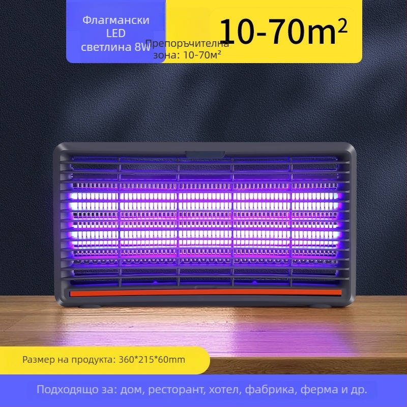 LED лампа за улов на комари и мухи, улов с светлинна вълна, обхват 31–40 м², 6–12W, без батерия