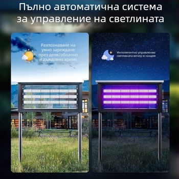 Външна соларна лампа за убийство на комари - водоустойчива, презареждаща се от слънчева енергия, улов с UV лилава светлина, обхват до 200 m²