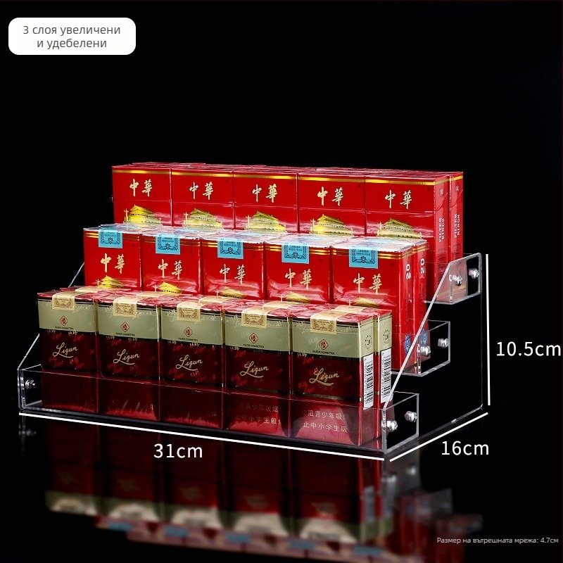 PS пластмасова многоетажна витрина за козметика и лак за нокти, стъпаловиден дизайн, 3-5 нива, инжекционно формована