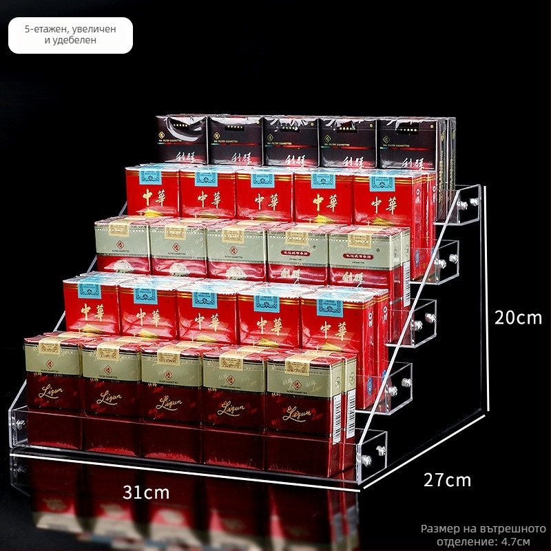 PS пластмасова многоетажна витрина за козметика и лак за нокти, стъпаловиден дизайн, 3-5 нива, инжекционно формована