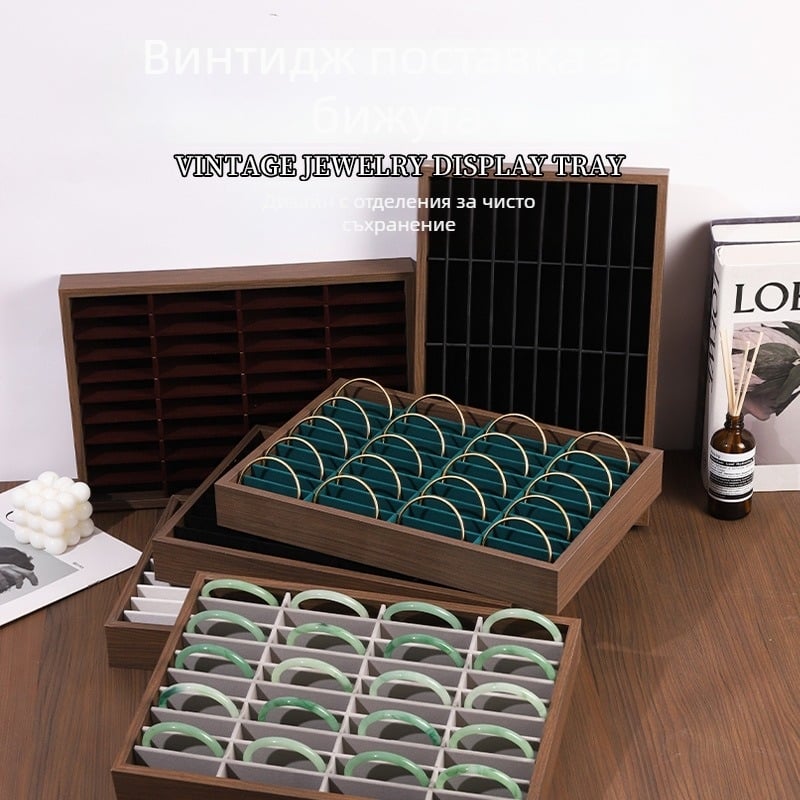 Дисплей тава за гривни с 40 позиции, дъска с плътност, настолен рафт за бижута, класически китайски стил, 1 ниво