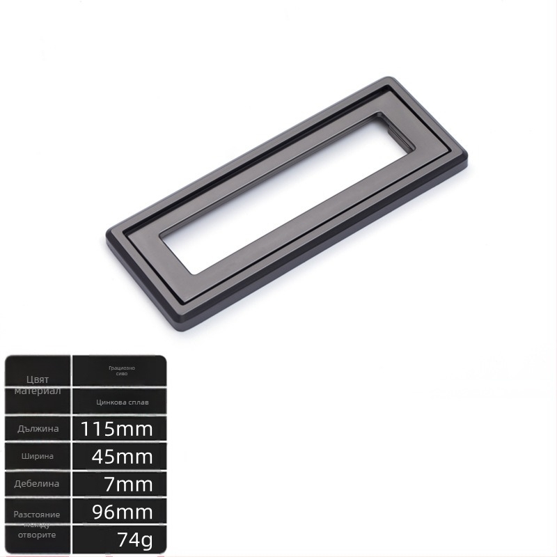 Цинкова сплав плоска дръжка за гардероб и чекмеджета, модерен минималистичен дизайн, скрита дръжка, електроплатирана повърхност, питч 32/64/96
