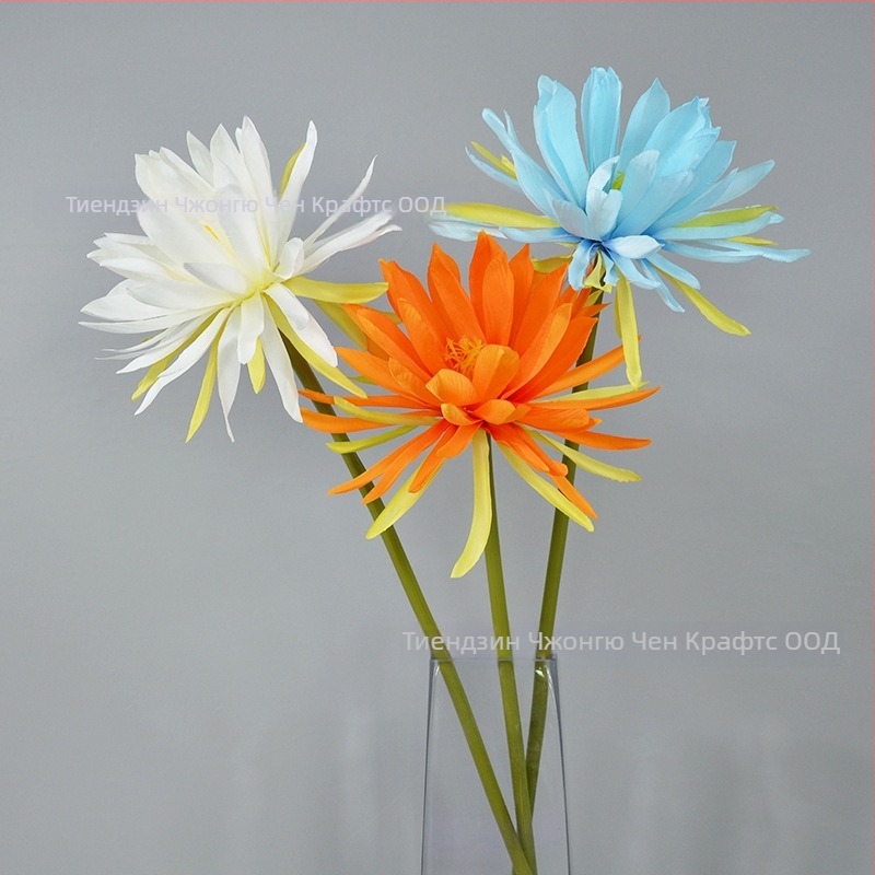Изкуствено цвете Epiphyllum, с едно клонче, за фотозаснемане, сватби и домашна декорация; Материал: коприна; Изработка: стилизиране, релеф; Модел 18904525367