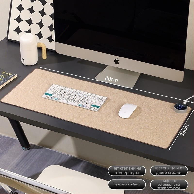 Baiyi нагряваща подложка за мишка – PU материал, алуминиева плоча за разсейване на топлината, 220V 85W, защита от прегряване