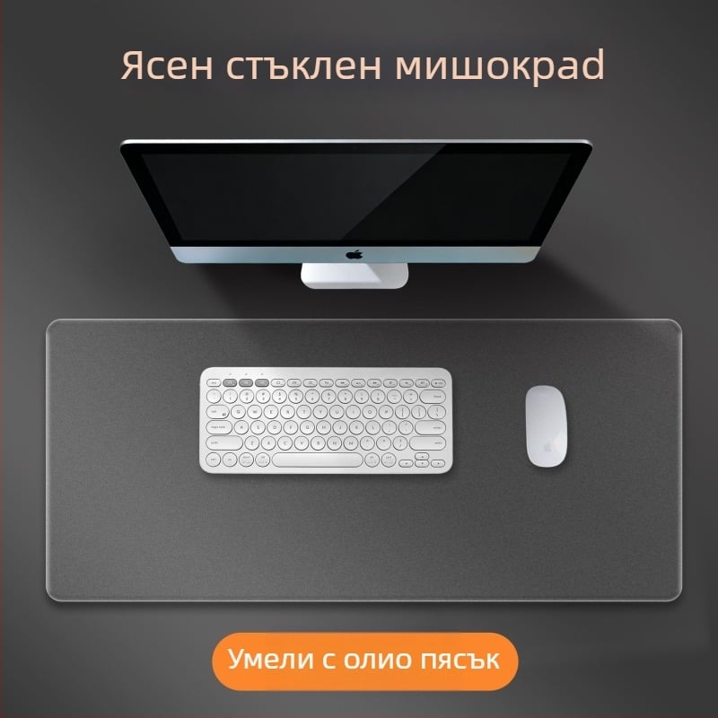 Игрова подложка за мишка от закалено стъкло, едностранна, против приплъзване, лого с термопечат, персонализиране