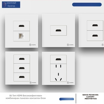 Zanpai 86-тип скрит HDMI панел за вграждане в стената, HDMI 2.0, 4K, стенна розетка, национален стандарт