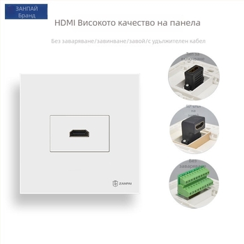 Zanpai 86-тип скрит HDMI панел за вграждане в стената, HDMI 2.0, 4K, стенна розетка, национален стандарт