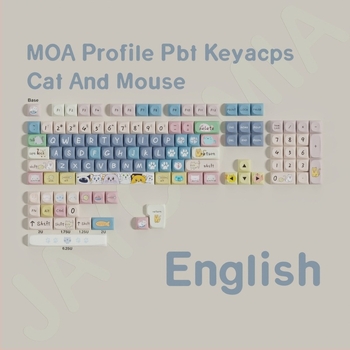 PBT комплект капачета за клавиши за механична клавиатура, 123 клавиша, петстранна сублимация, обща съвместимост