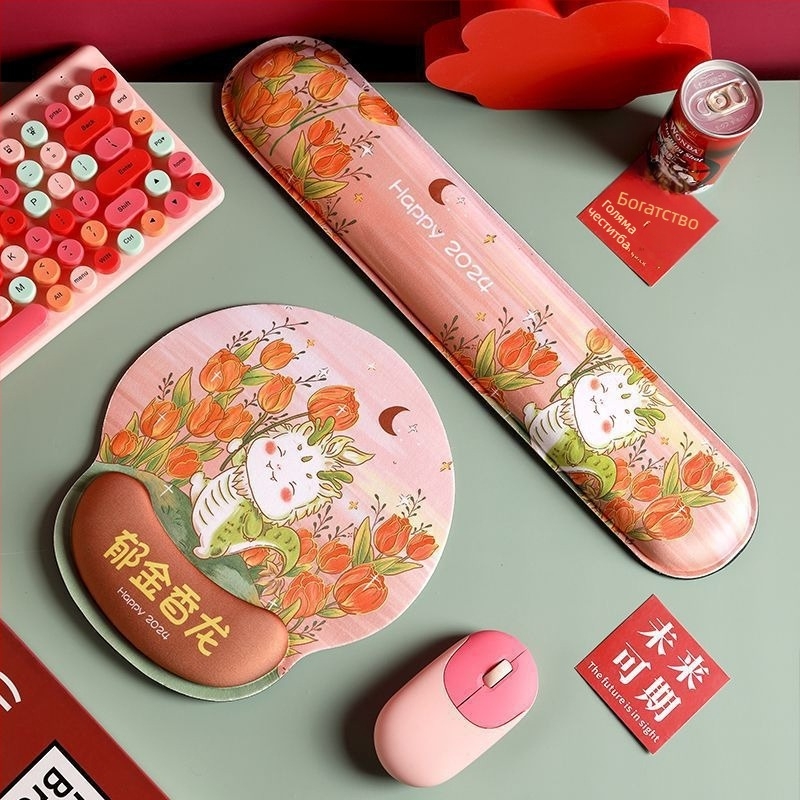 Малка гумена подложка за мишка с подложка за китка - едностранна, печат чрез пренасяне на топлина, японски минималистичен стил