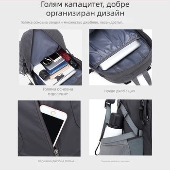 Планинска раница ултралека, водоустойчива, с ергономичен гръб и дишащ найлон