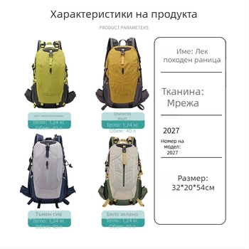 Планинска раница ултралека, водоустойчива, с ергономичен гръб и дишащ найлон