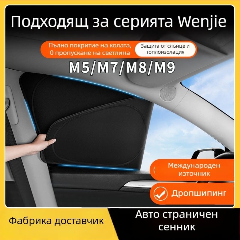 Автомобилна слънцезащитна завеса за странични прозорци — мрежеста завеса за поверителност, монтаж snap-in, защита от слънце и изолация за M5/M7/M8/M9