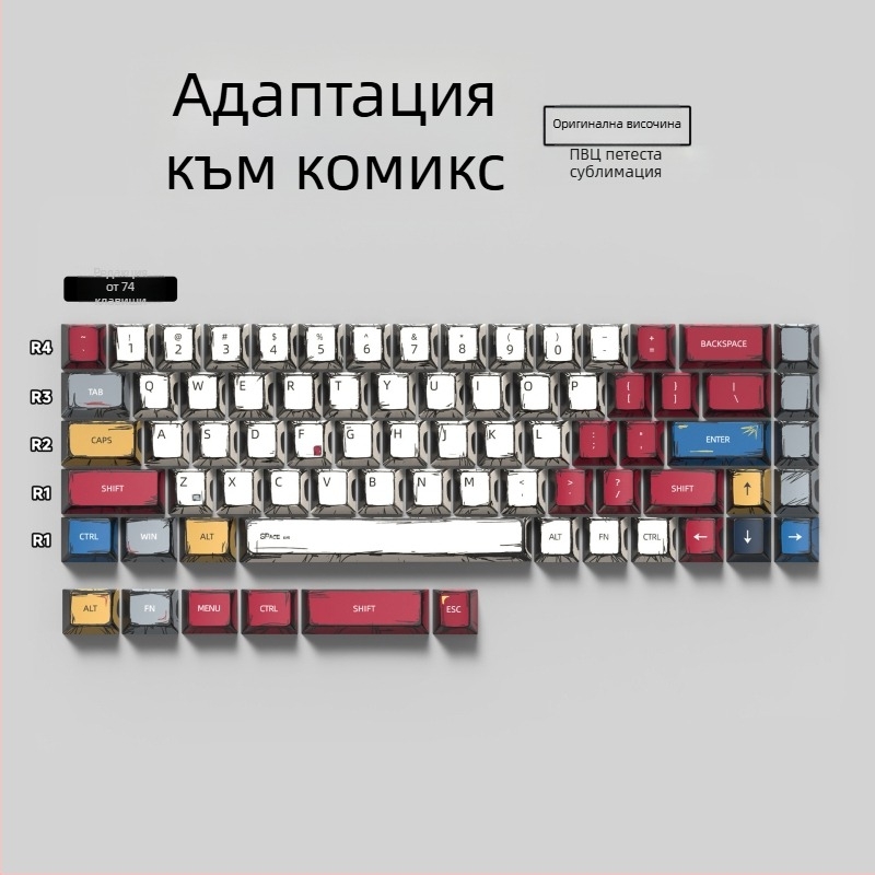 Персонализирани клавишни капачета за механична клавиатура — универсални, оригинална височина, петстранен дизайн, сублимация, Pbts материал, 420 g