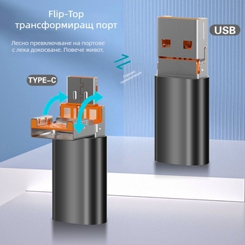 Двоен четец за карти USB 2.0; TF карта поддръжка; метален корпус; за мобилни устройства и компютри