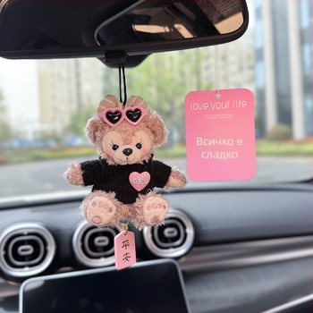 Автомобилна висулка за интериора, плюшена, карикатурен стил, аромат и декоративна украса за огледалото на колата