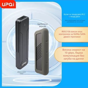 NVMe M.2 външен корпус за SSD, двоен протокол, USB 3.2 Type-C, алуминиев корпус, модел S-N0C2/3