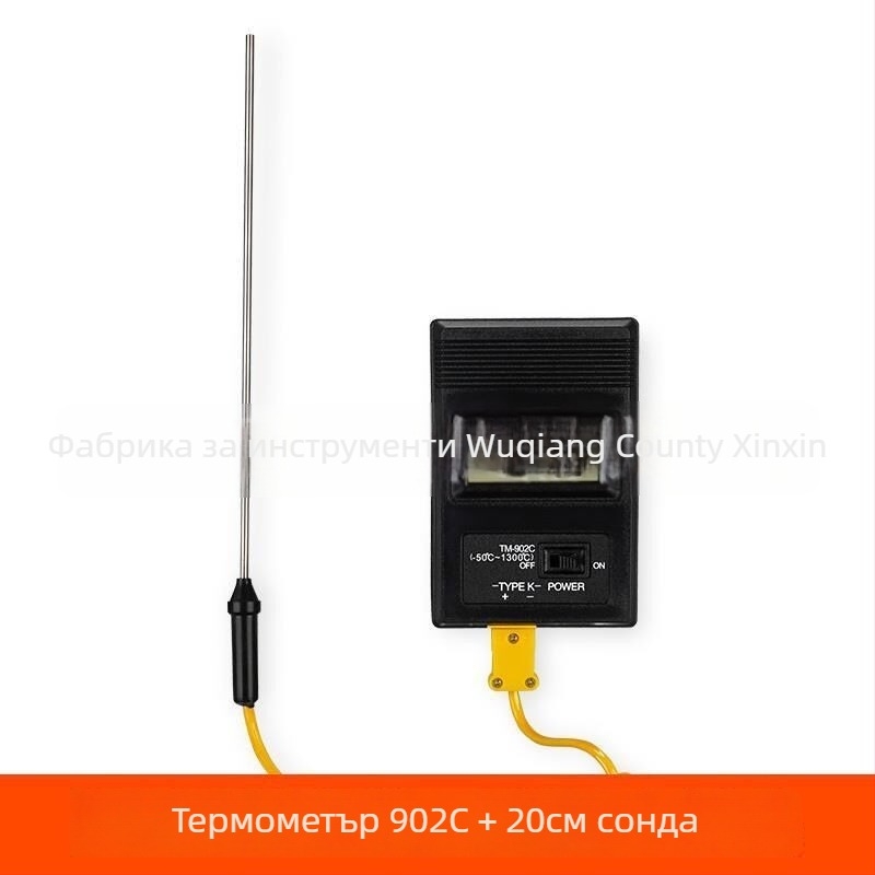 Преносим индустриален високопрецизен цифров термометър с термодвойка и температурен зонд