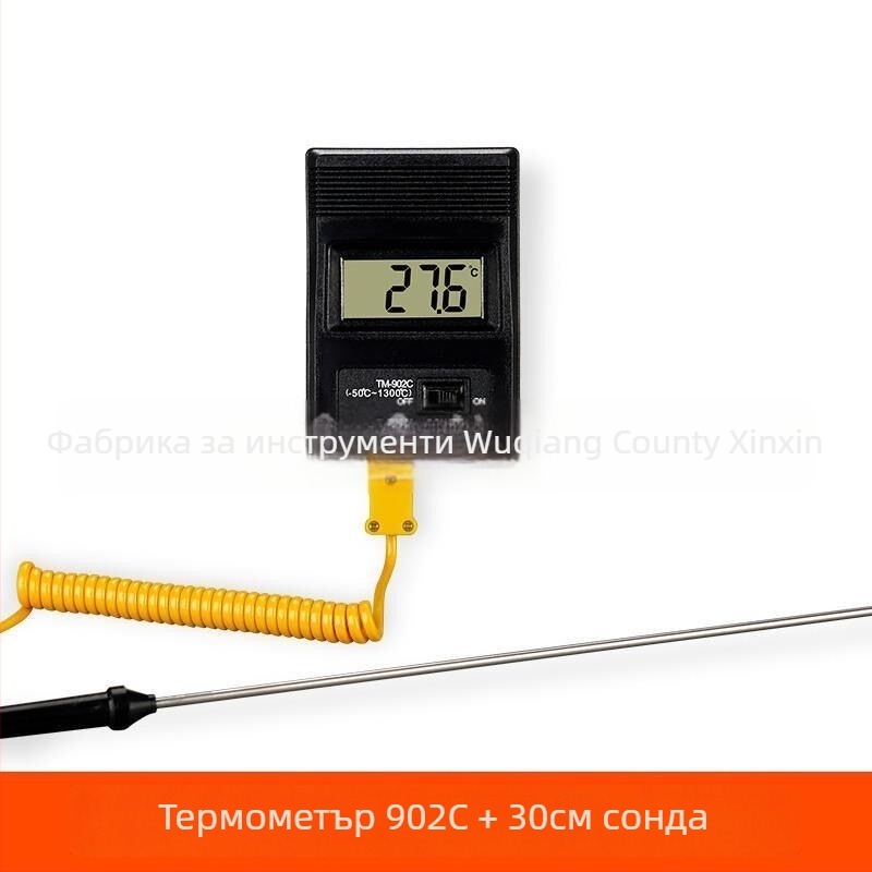 Преносим индустриален високопрецизен цифров термометър с термодвойка и температурен зонд