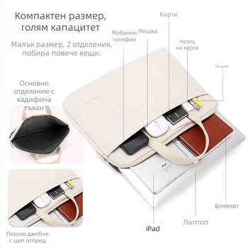 MAHOO чанта за лаптоп, водоустойчива и ултра лека, Oxford плат, подплата от найлон, еднообразен дизайн