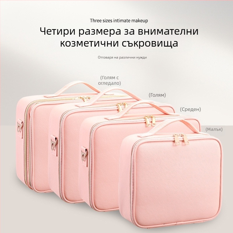 Козметична чанта с голям капацитет, портативна професионална чанта за грим, водоустойчива и удароустойчива, PU материал, подплата от полиестер, марка Golden Camellia
