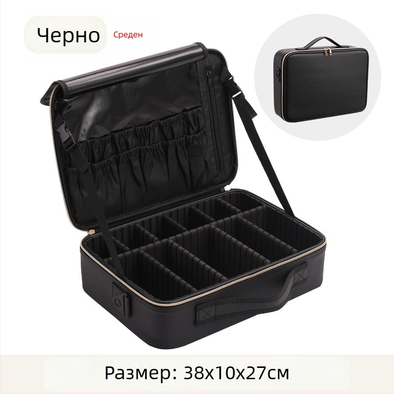 Козметична чанта с голям капацитет, портативна професионална чанта за грим, водоустойчива и удароустойчива, PU материал, подплата от полиестер, марка Golden Camellia