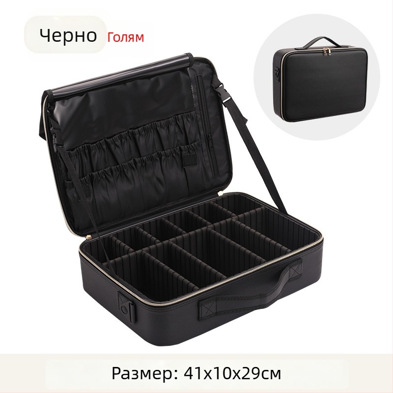 Козметична чанта с голям капацитет, портативна професионална чанта за грим, водоустойчива и удароустойчива, PU материал, подплата от полиестер, марка Golden Camellia