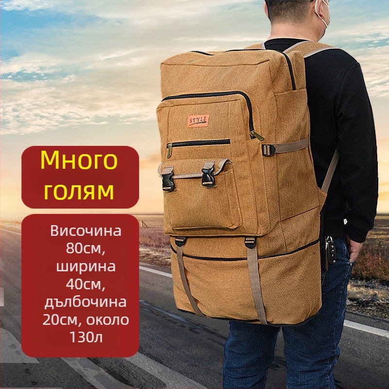 Пътуваща раница с corduroy външна част и canvas подплата, унисекс, за колоездене, голям капацитет