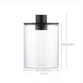 Микроландшафтна еко бутилка: контейнер, лампа-таймер за рециклиране, пълен комплект за създаване на микроландшафт; Материал: високо боросиликатно стъкло; Опаковка: картон; Показване: поставяне на място