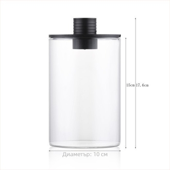 Микроландшафтна еко бутилка: контейнер, лампа-таймер за рециклиране, пълен комплект за създаване на микроландшафт; Материал: високо боросиликатно стъкло; Опаковка: картон; Показване: поставяне на място