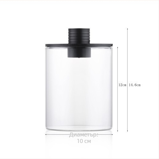 Микроландшафтна еко бутилка: контейнер, лампа-таймер за рециклиране, пълен комплект за създаване на микроландшафт; Материал: високо боросиликатно стъкло; Опаковка: картон; Показване: поставяне на място