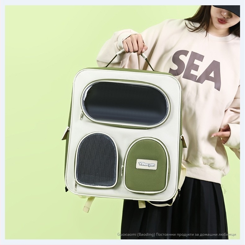 Чанта за домашни любимци — нейлон, капацитет за котки до 9 кг, марка Ybtoopet/yue bai rabbit, твърдост: средна до твърда