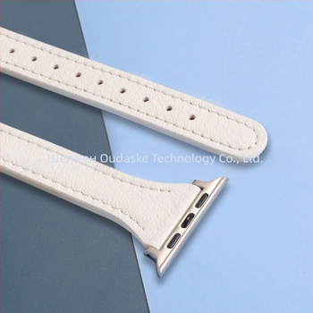 Каишка за Apple Watch от естествена кожа с текстура на личи, тънък дизайн, съвместима със Series 4–8 и SE