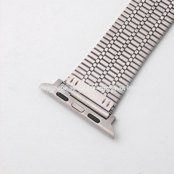 Неръждаем метален мрежест каиш за часовник, съвместим с Apple Watch и Huawei GT — двойна закопчалка със седем мъниста