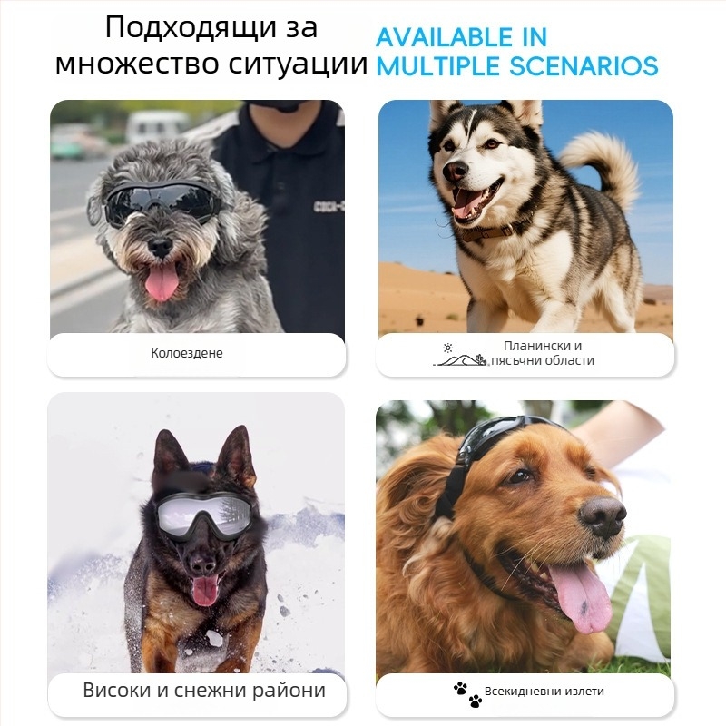 Очила за кучета, UV защита, мек рамков дизайн, двойни ленти с ластик, пластмасова рамка, Leisure стил (UV защита, мек рамков дизайн, двойни ленти с ластик, пластмасова рамка, Leisure стил)