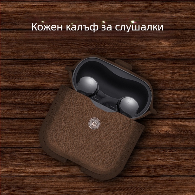 Защитен калъф за Huawei FreeClip2 безжични Bluetooth слушалки с клип, ръчно изработена кожа, ретро бизнес стил