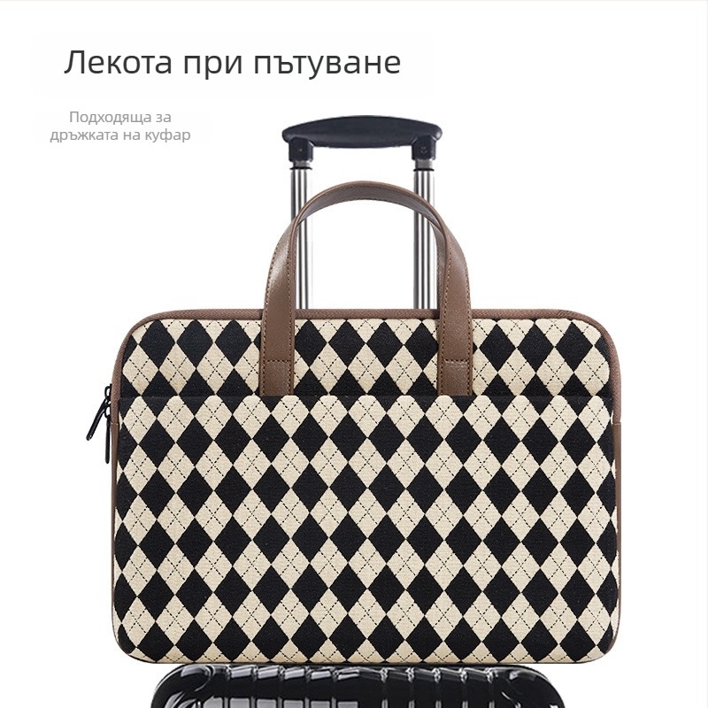 BRINCH Plaid лаптоп вътрешна чанта с полиестерна подплата – износоустойчива, ударопоглъщаща, намаляваща натоварването