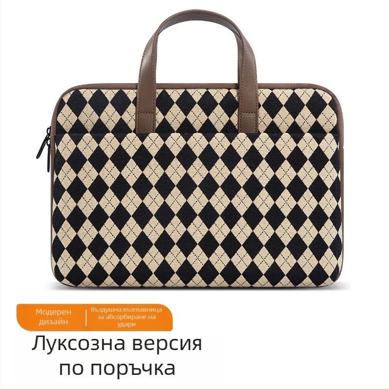 BRINCH Plaid лаптоп вътрешна чанта с полиестерна подплата – износоустойчива, ударопоглъщаща, намаляваща натоварването