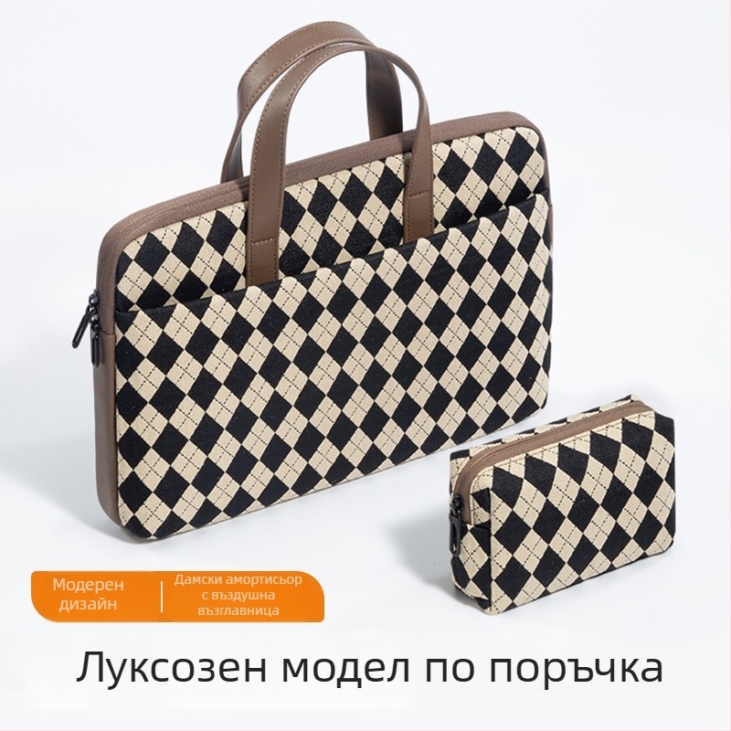 BRINCH Plaid лаптоп вътрешна чанта с полиестерна подплата – износоустойчива, ударопоглъщаща, намаляваща натоварването